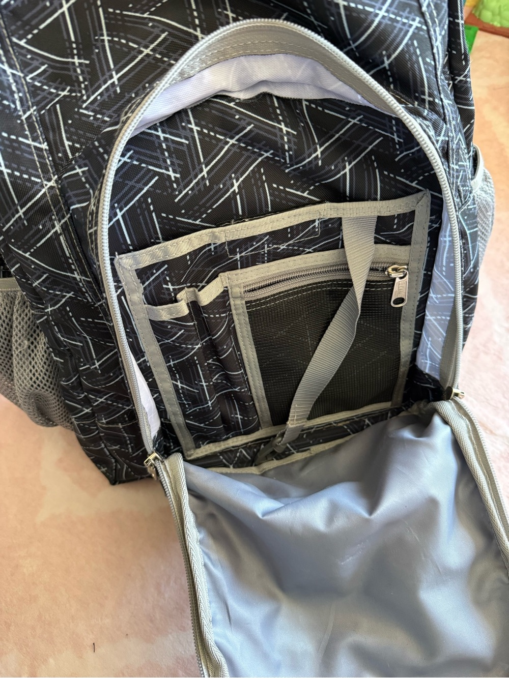 LL Bean Large Geometric Black Backpack Deluxe Book Pack 37L - Picture 5 of 14